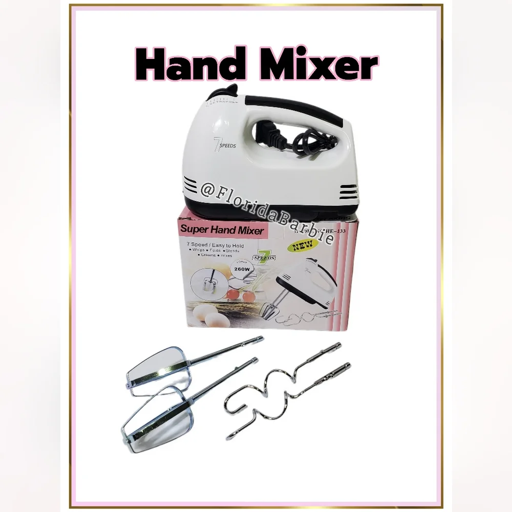 NIB Kitchen Electric Hand Mixer Home Cooking Tools Stainless Steel Accessories